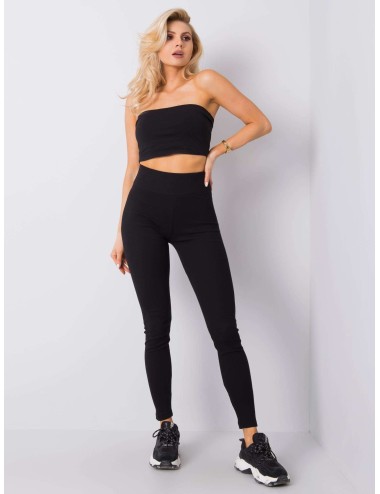 Brudnoróżowe legginsy basic w prążek