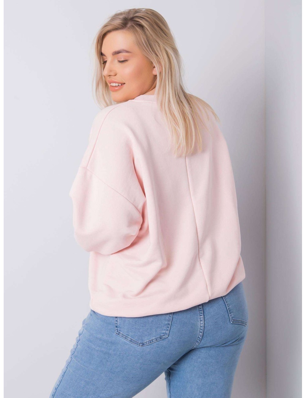 Brudnoróżowa bluza plus size bez kaptura