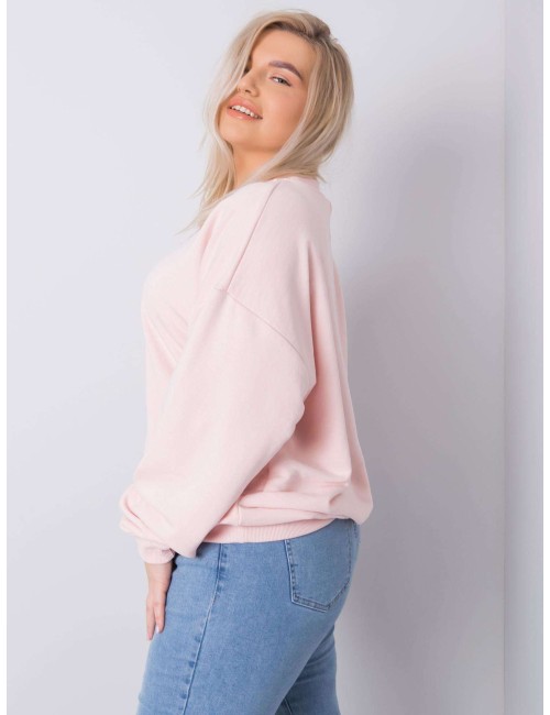 Brudnoróżowa bluza plus size bez kaptura