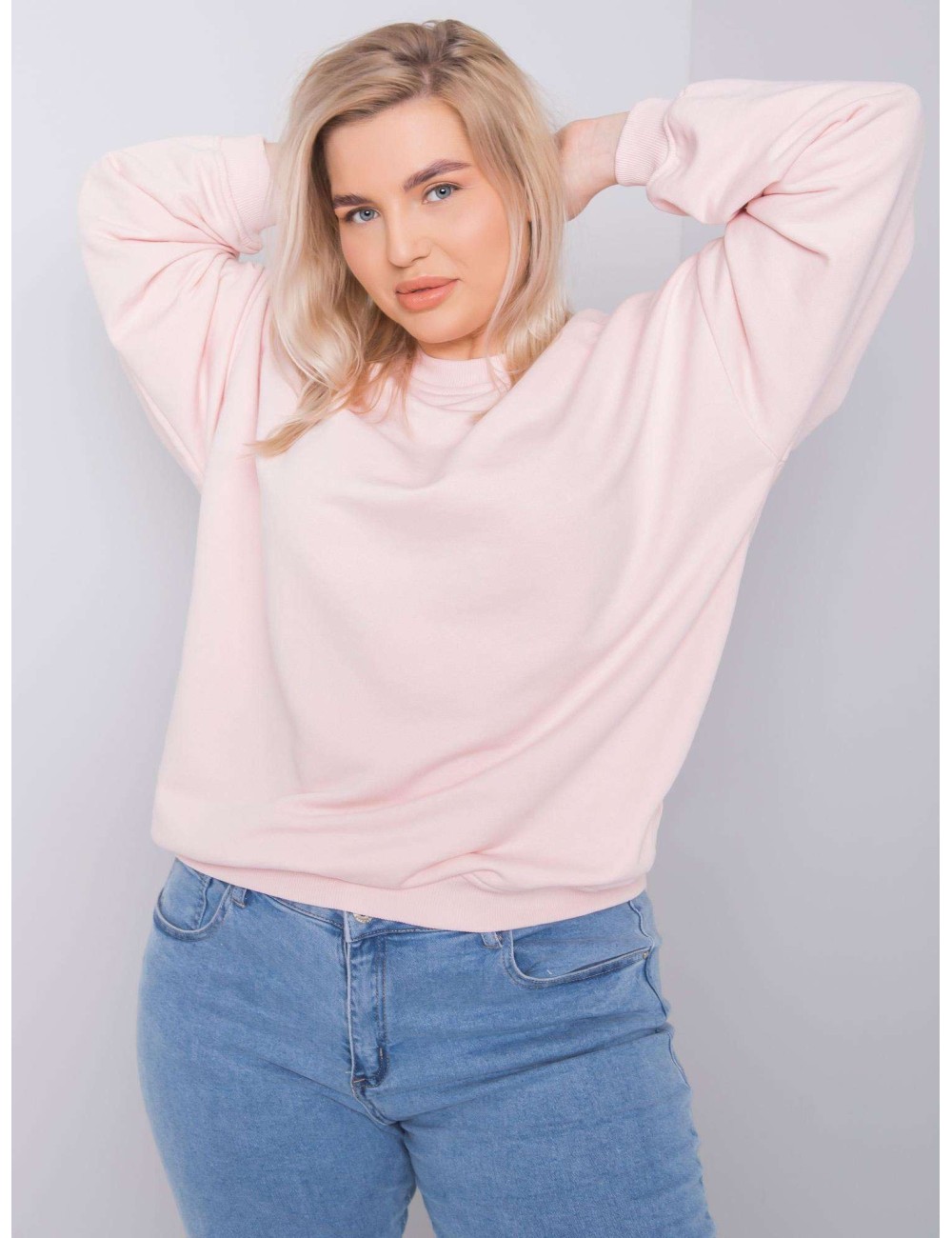 Brudnoróżowa bluza plus size bez kaptura
