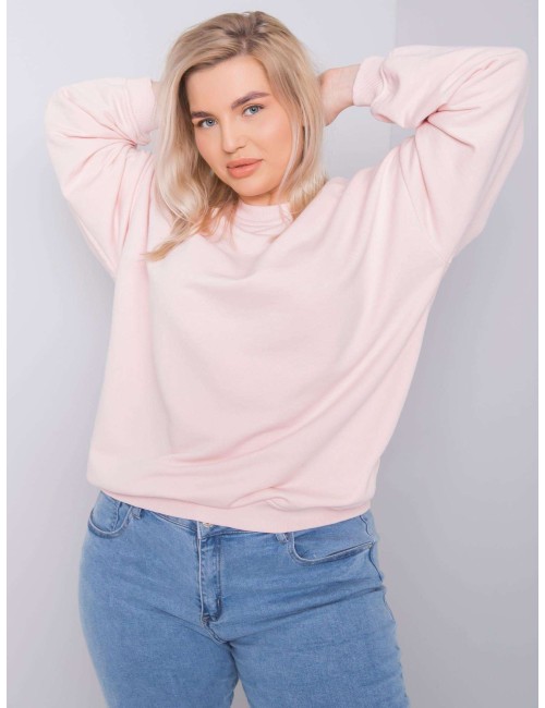 Brudnoróżowa bluza plus size bez kaptura