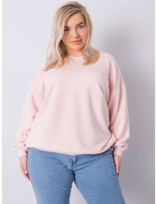Brudnoróżowa bluza plus size bez kaptura