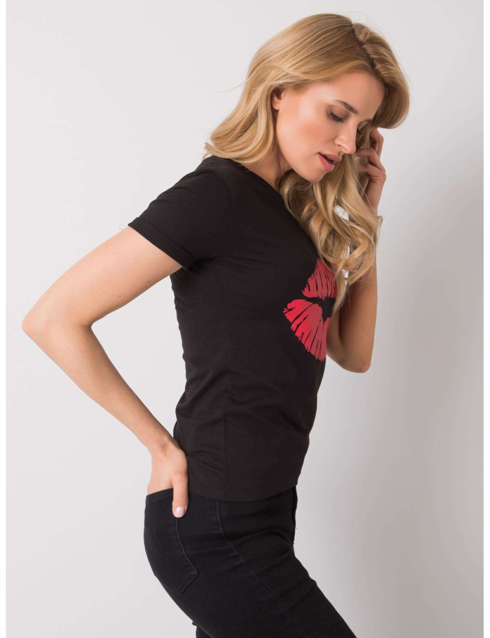 OCH BELLA Beżowy t-shirt bawełniany z printem