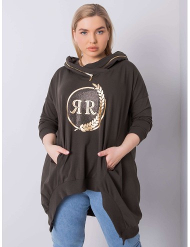 Khaki bluza plus size z kapturem