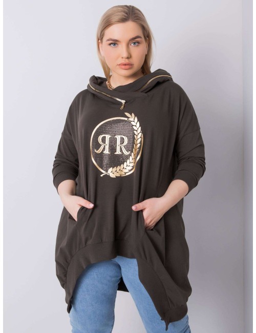 Khaki bluza plus size z kapturem