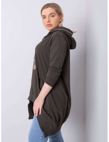 Khaki bluza plus size z kapturem