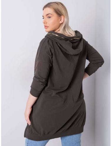 Khaki bluza plus size z kapturem
