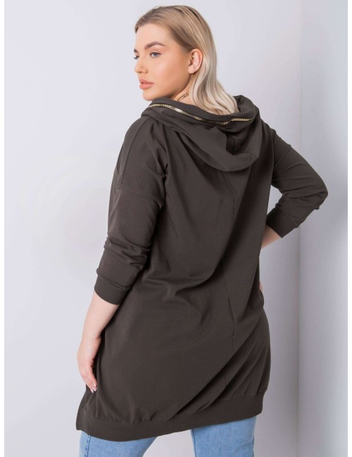 Khaki bluza plus size z kapturem