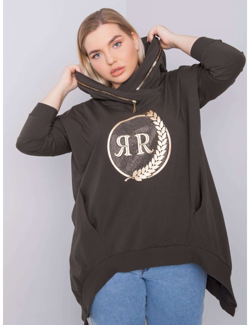 Khaki bluza plus size z kapturem