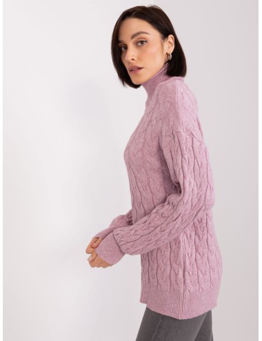 Sweter z golfem z warkoczami