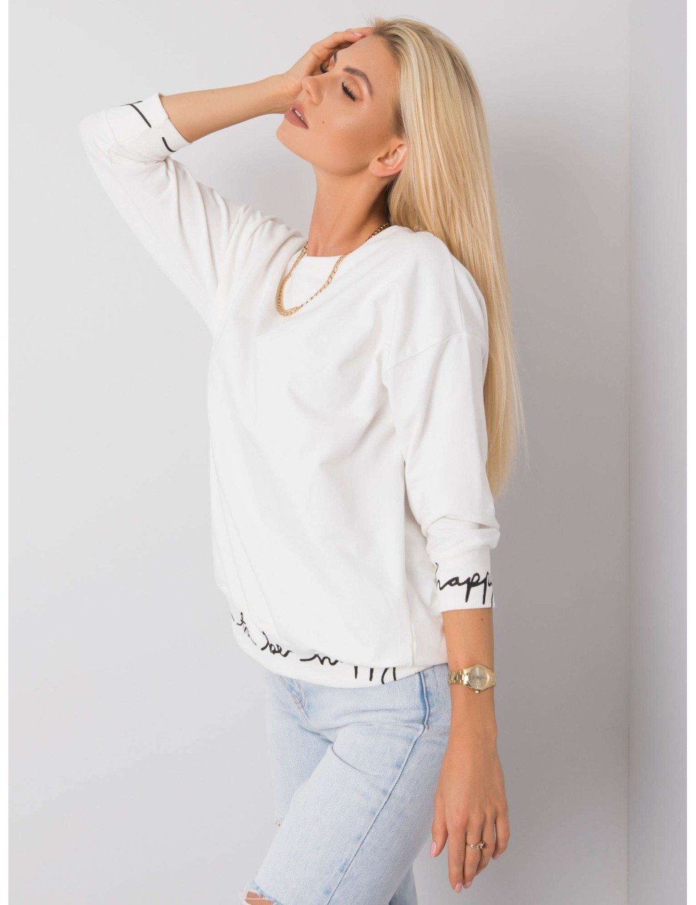 Zielono-czarna gładka bluza plus size z napisami Charliza