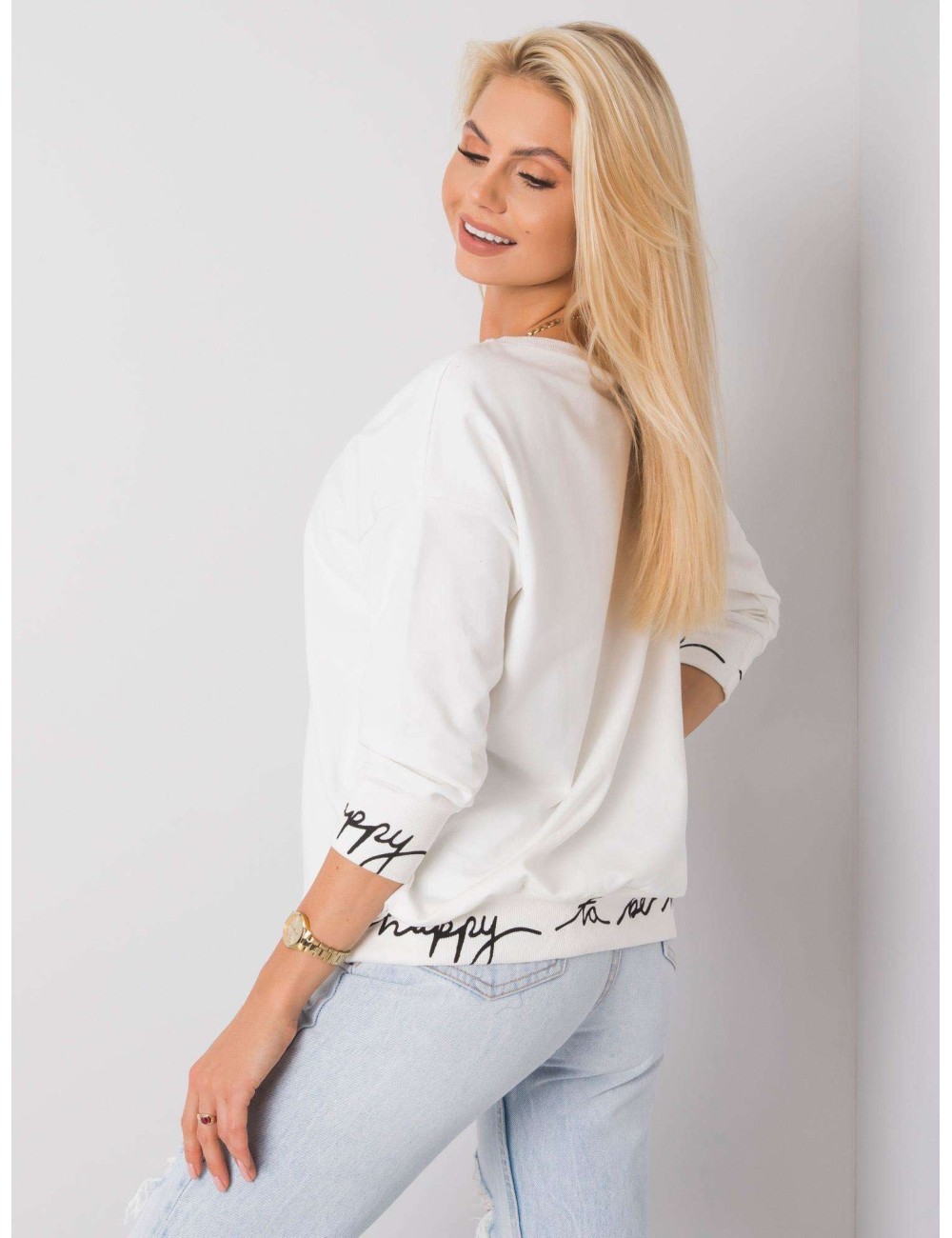 Zielono-czarna gładka bluza plus size z napisami Charliza