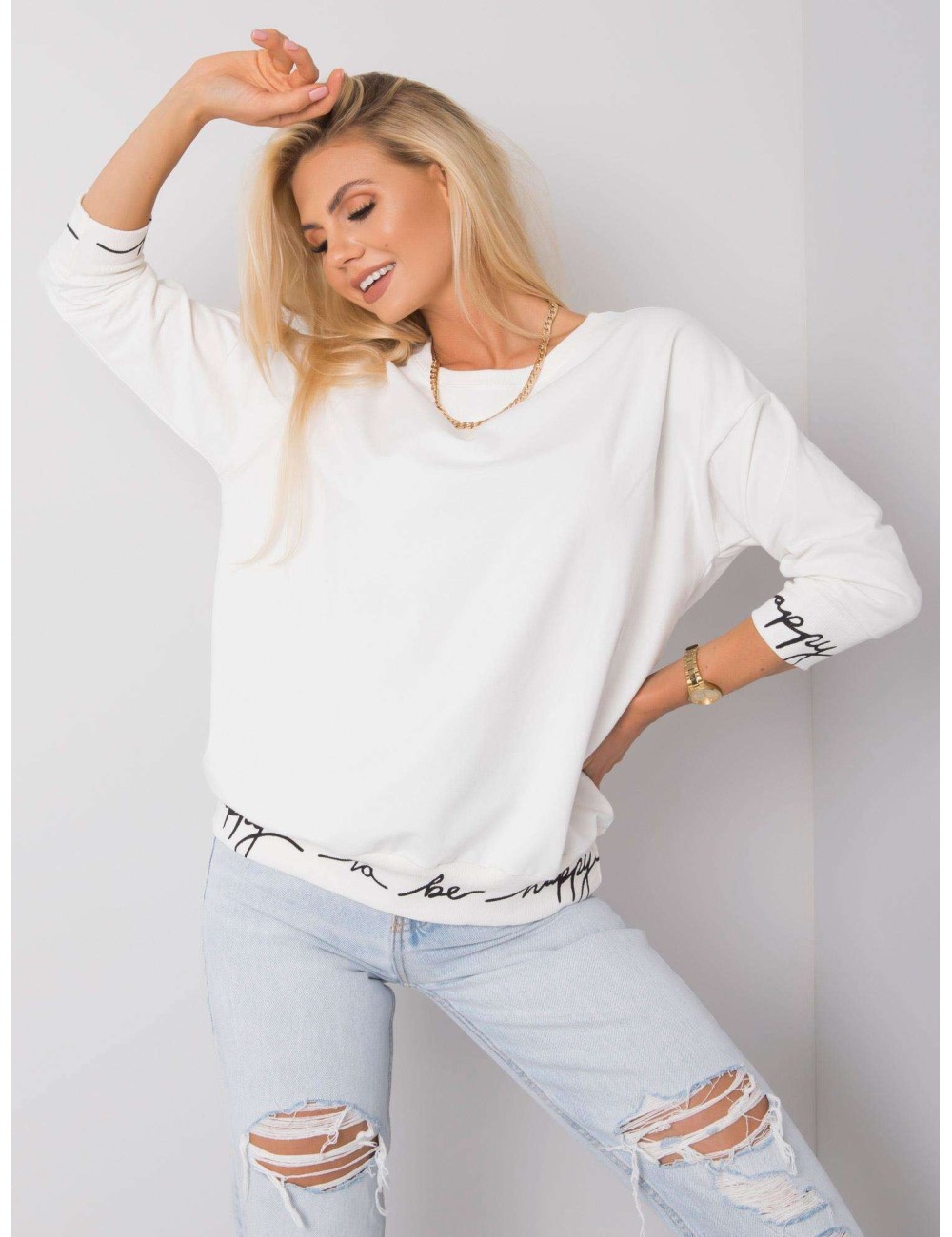 Zielono-czarna gładka bluza plus size z napisami Charliza