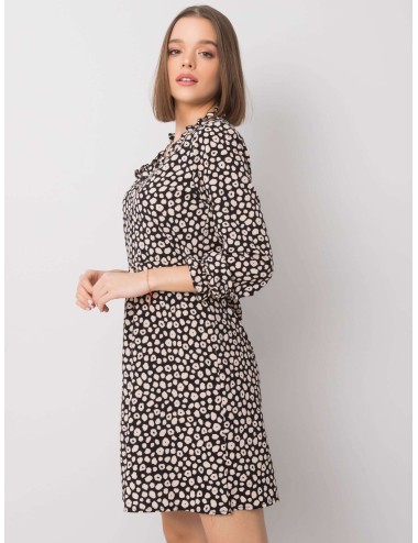 RUE PARIS Czarna sukienka we wzory
