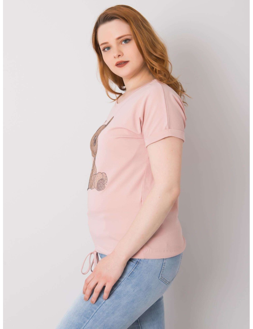 Khaki bluzka plus size z troczkami