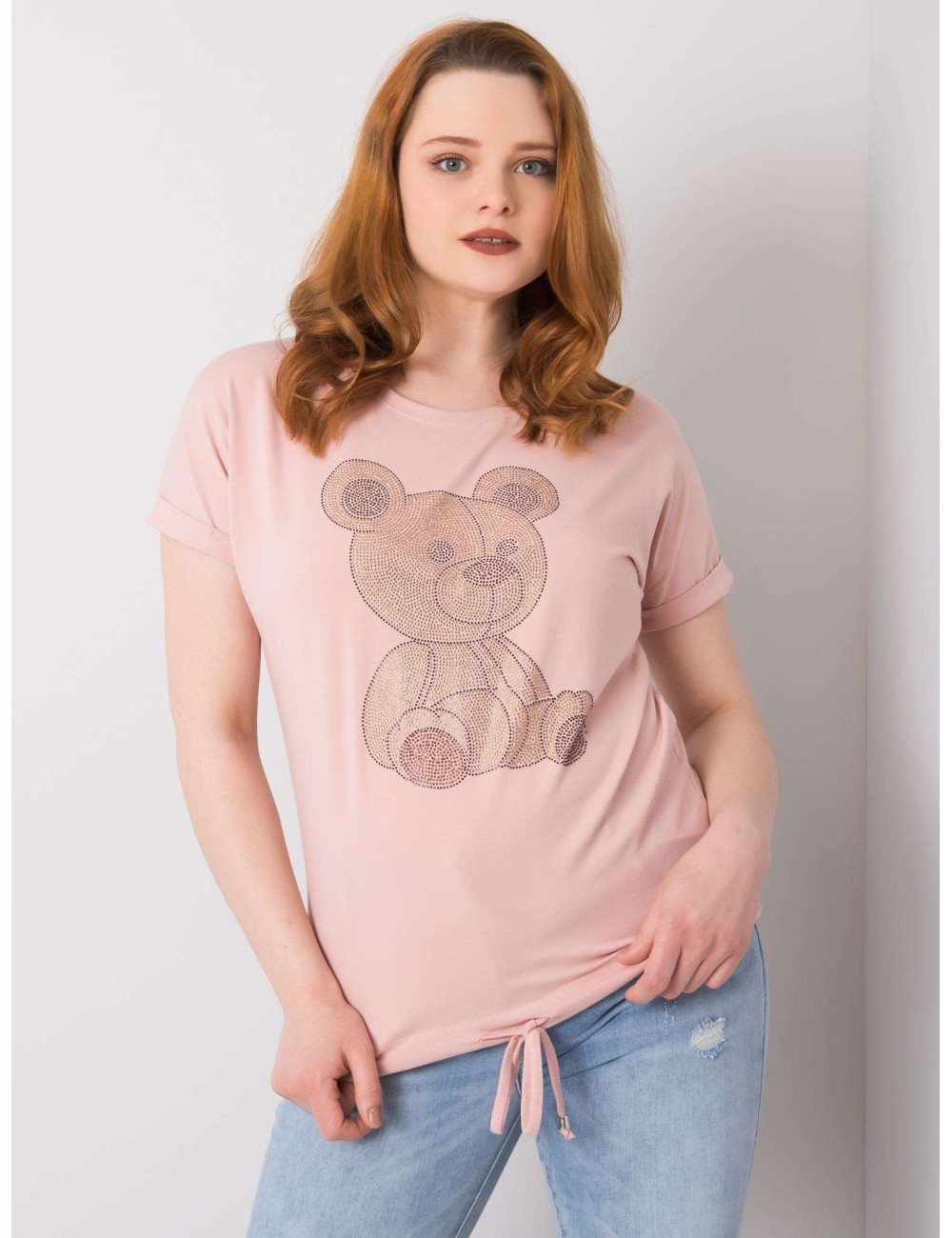 Khaki bluzka plus size z troczkami