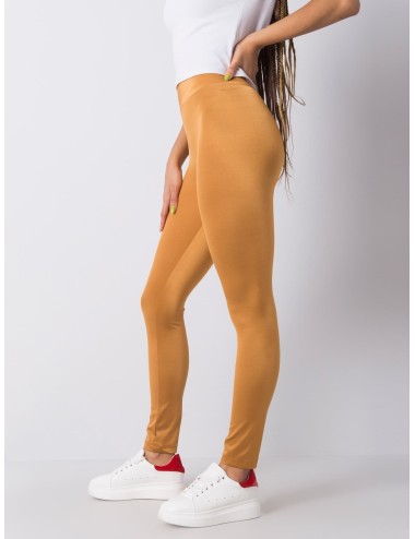RUE PARIS Ceglaste gładkie legginsy damskie
