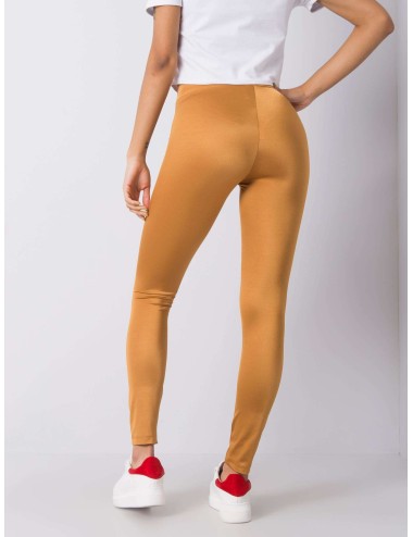 RUE PARIS Ceglaste gładkie legginsy damskie
