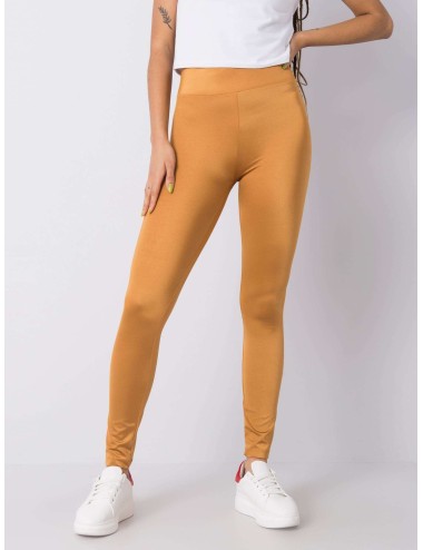 RUE PARIS Ceglaste gładkie legginsy damskie
