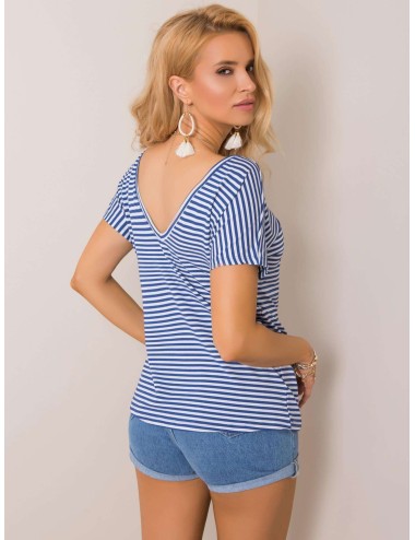 RUE PARIS Biało-niebieski t-shirt w paski