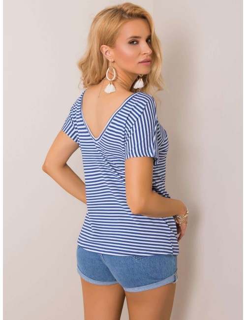 RUE PARIS Biało-niebieski t-shirt w paski