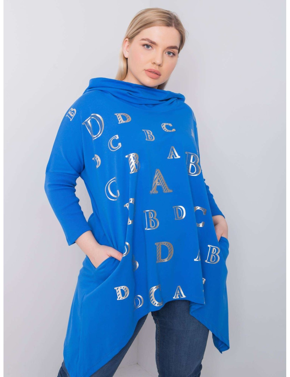 Brudnoróżowa bluza plus size z nadrukiem