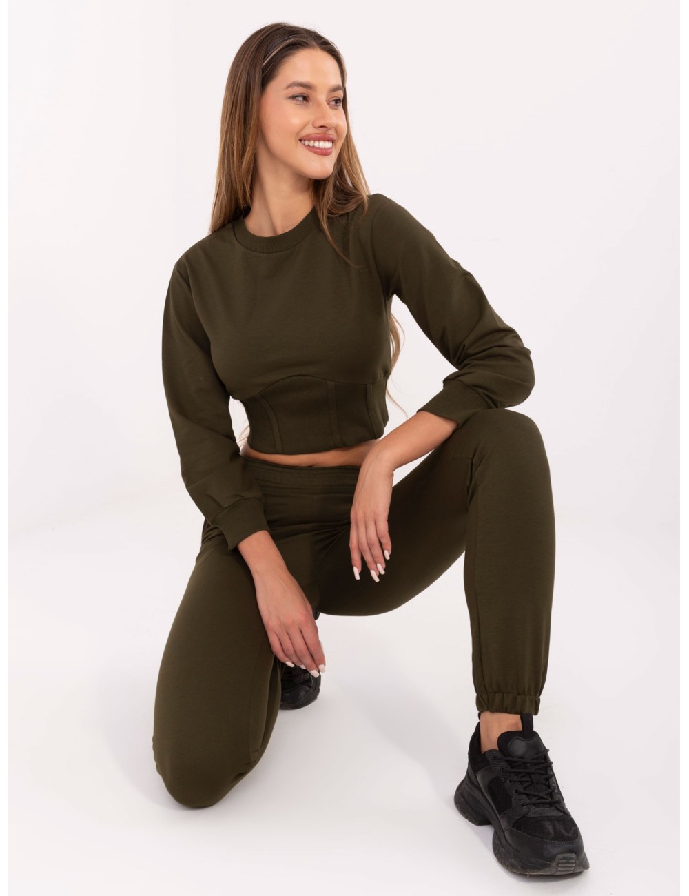 RUE PARIS Khaki damski komplet dresowy