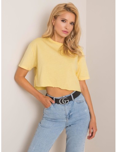 RUE PARIS Jasnożółty krótki t-shirt