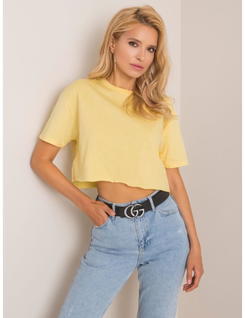RUE PARIS Jasnożółty krótki t-shirt