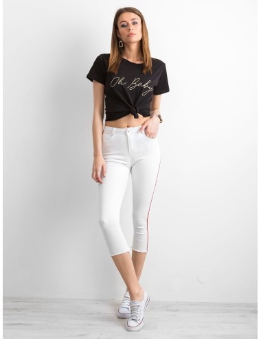 Jeansy skinny z czerwonym lampasem