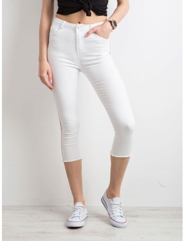 Jeansy skinny z czerwonym lampasem
