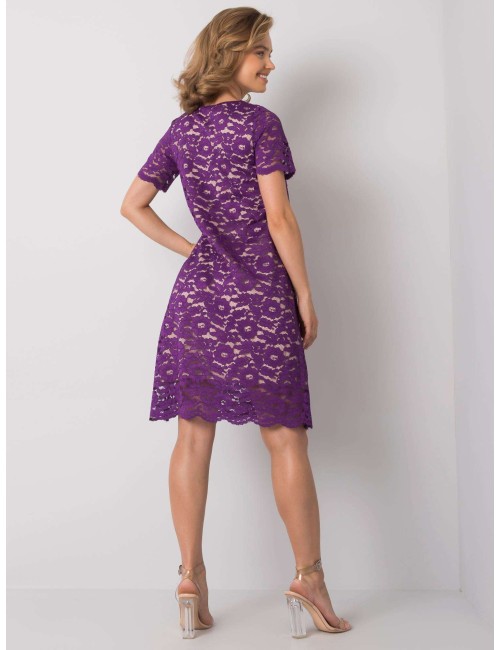 Fioletowa elegancka sukienka z koronki