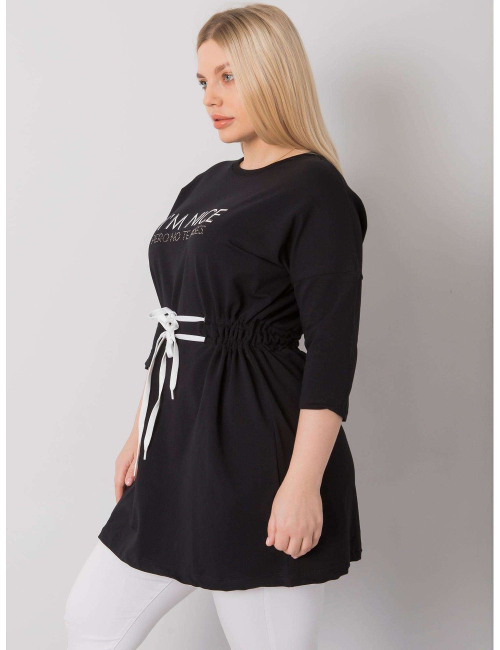 Khaki tunika plus size z napisem