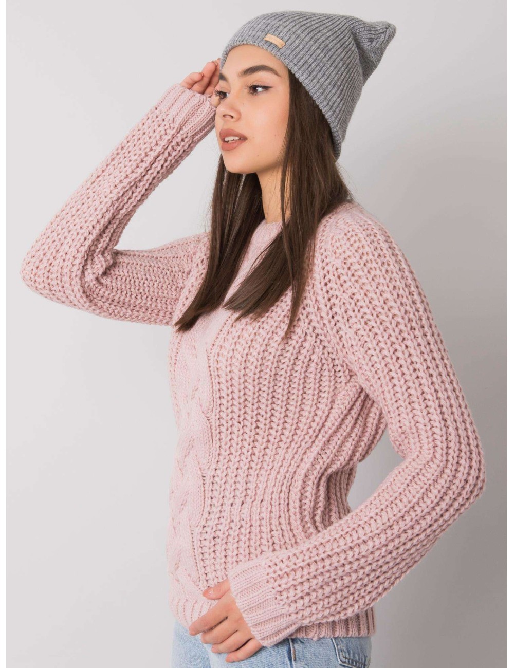 RUE PARIS Ciemnoszara czapka beanie z dzianiny