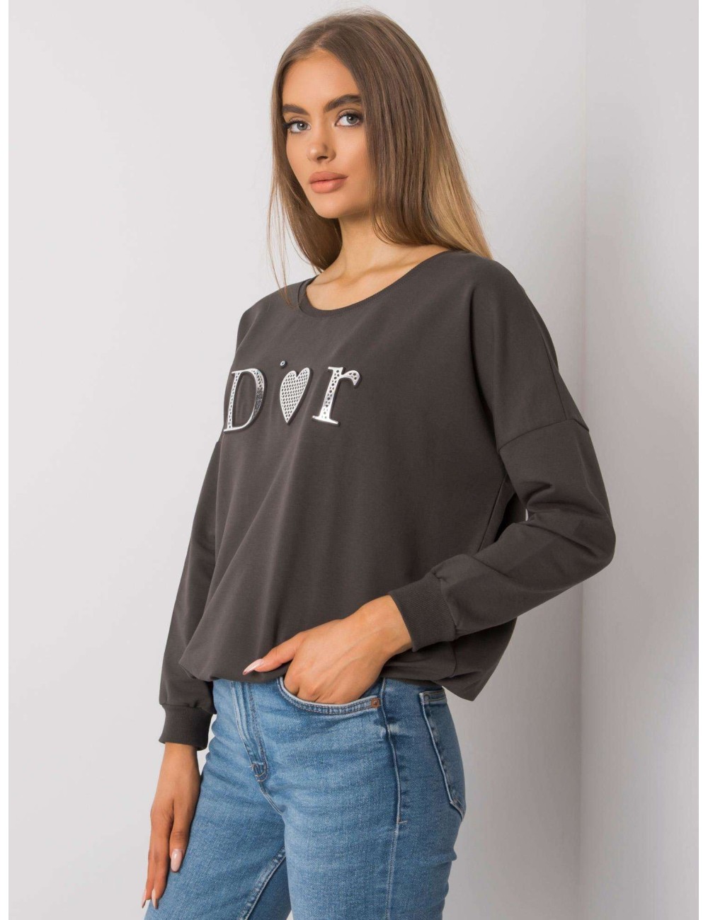 Khaki damska bluza bez kaptura