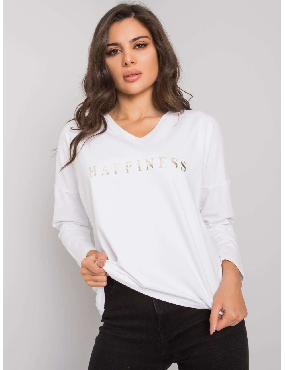 RUE PARIS Biały longsleeve damski