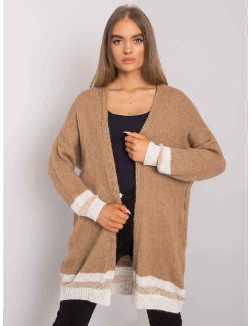 OCH BELLA Camelowy kardigan dzianinowy