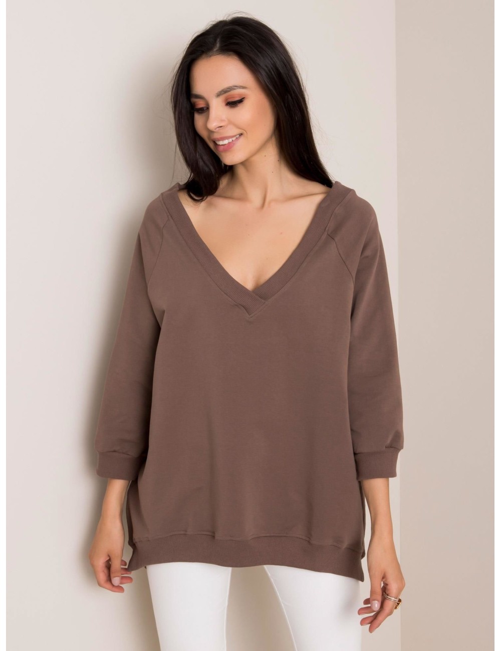 RUE PARIS Brązowa bluza oversize