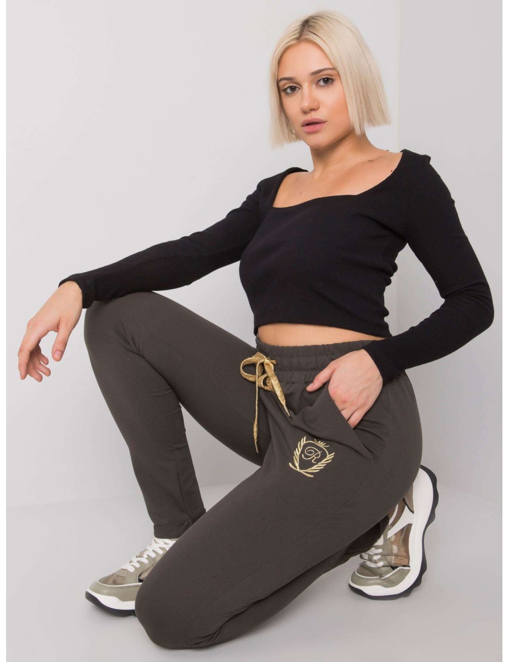 Spodnie dresowe-RV-DR-6685.70P-ciemny khaki