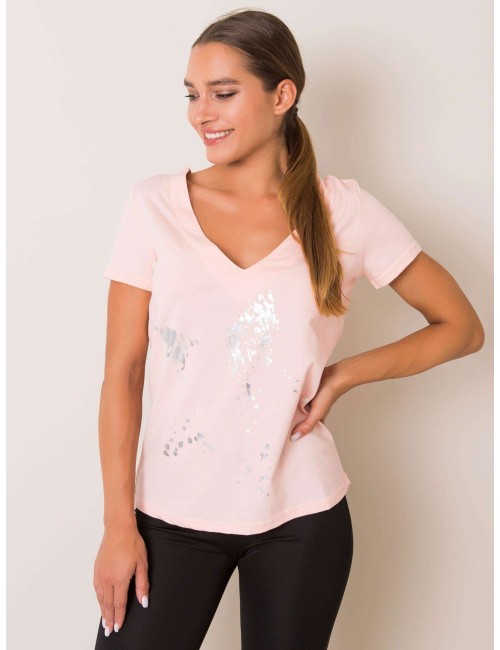FOR FITNESS Brzoskwiniowy t-shirt damski