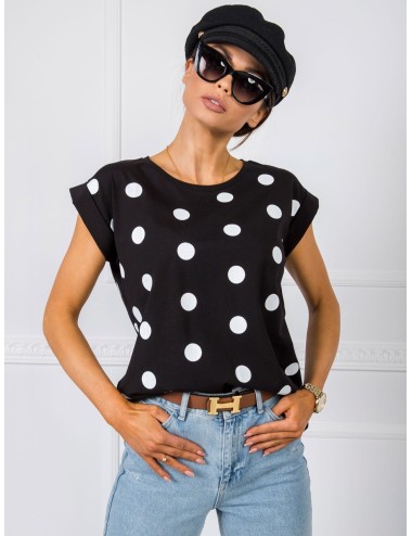 RUE PARIS Niebiesko-biały t-shirt w grochy