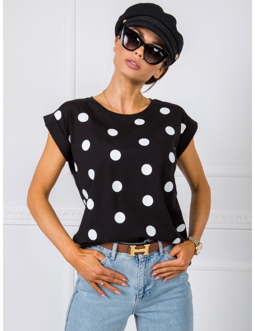 RUE PARIS Niebiesko-biały t-shirt w grochy