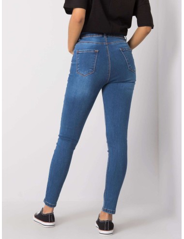 RUE PARIS Niebieskie spodnie jeansowe skinny