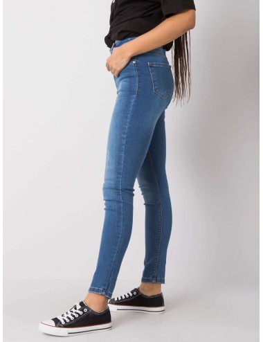 RUE PARIS Niebieskie spodnie jeansowe skinny
