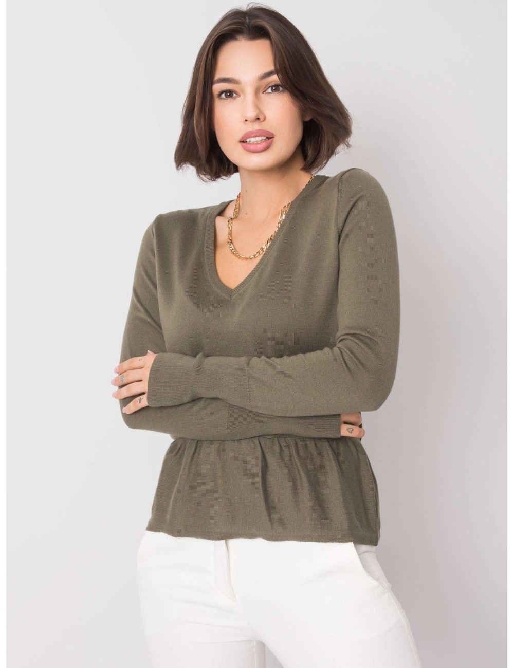 RUE PARIS sweter z dekoltem V