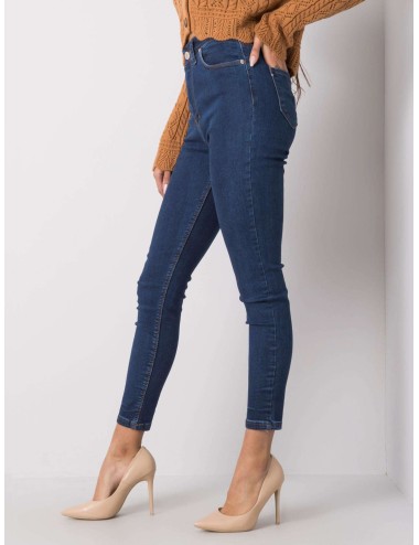RUE PARIS Niebieskie spodnie jeansowe skinny