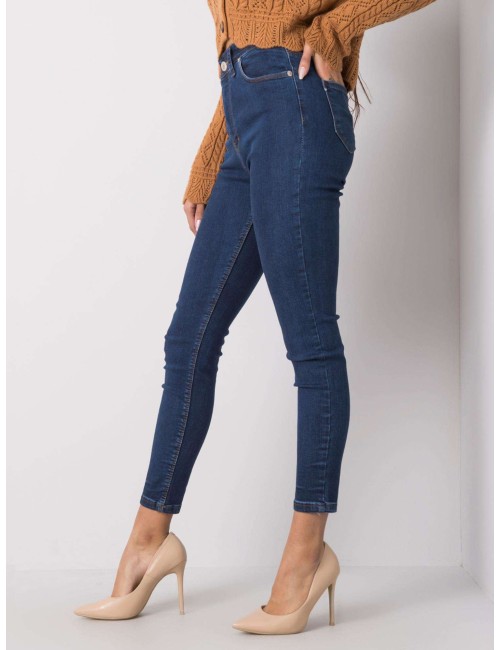 RUE PARIS Niebieskie spodnie jeansowe skinny