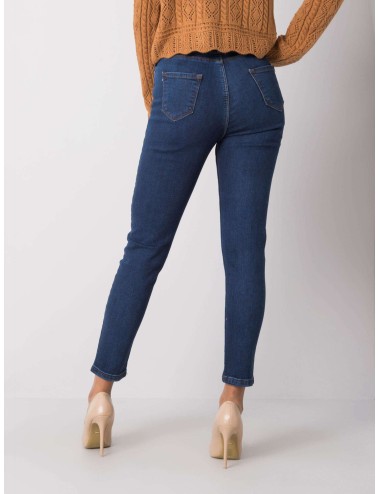 RUE PARIS Niebieskie spodnie jeansowe skinny