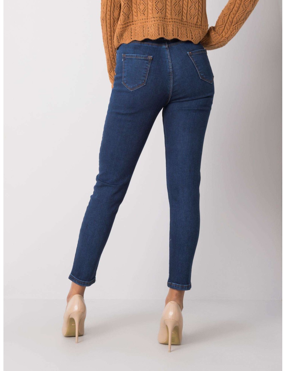 RUE PARIS Niebieskie spodnie jeansowe skinny