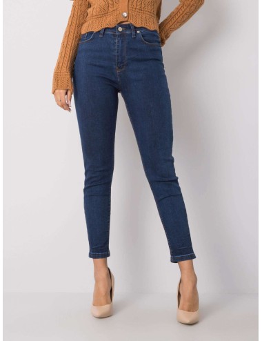 RUE PARIS Niebieskie spodnie jeansowe skinny